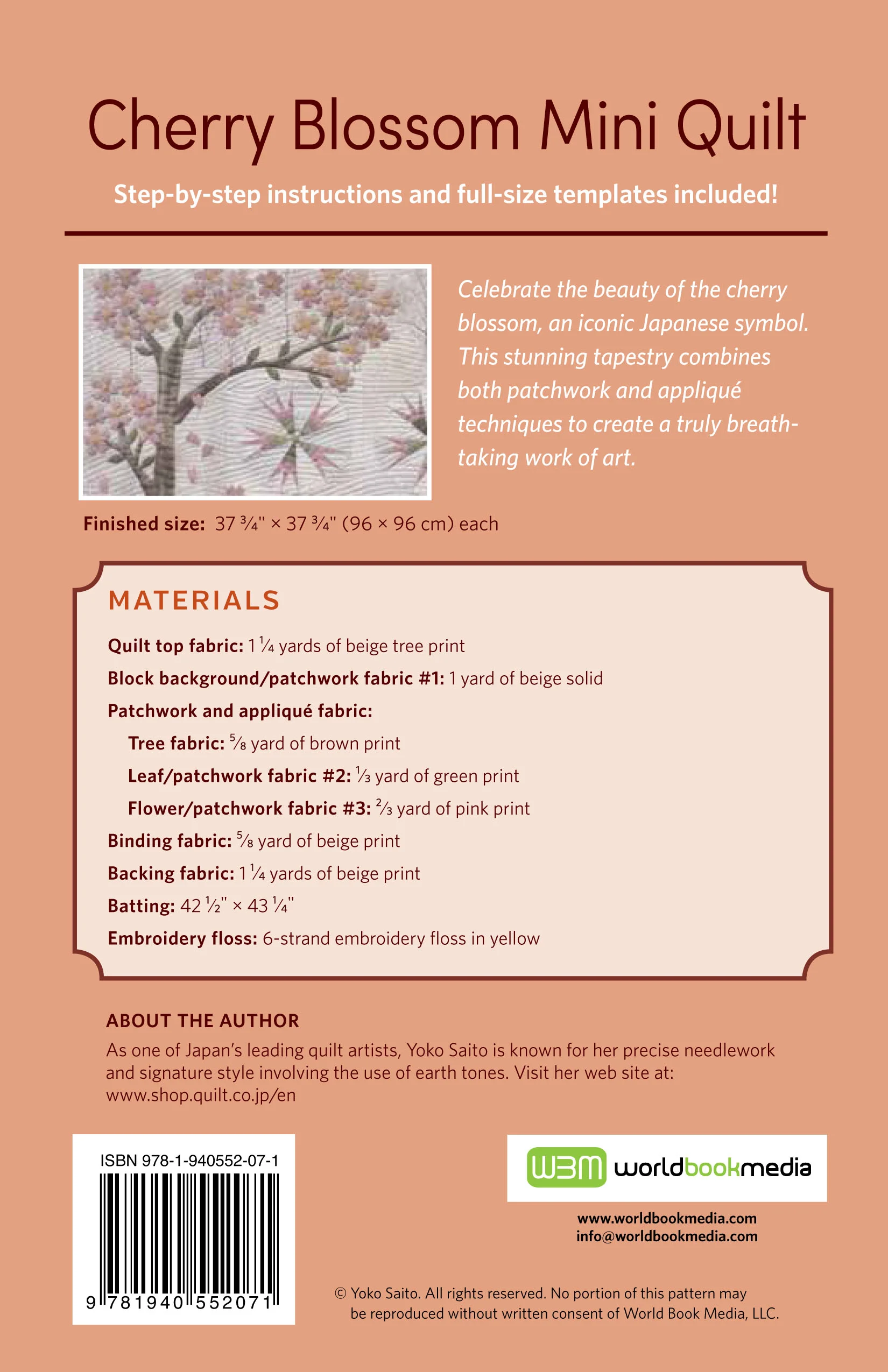 ☆人気☆【INSTANTFUNK】☆Heart-quilted mini skir.t☆ Yoko Saito's Cherry Blossom Mini Quilt — Zakka Workshop Retail